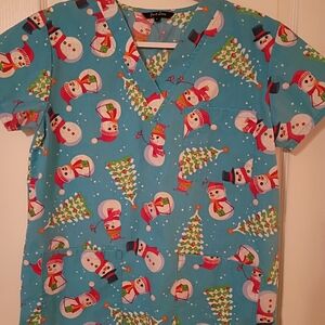 Snowman Scrub Top